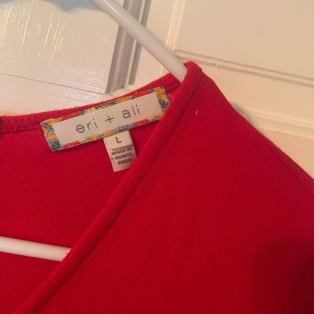 Eri + Ali Red Shay Gathered Swing Top - Picture 4 of 10